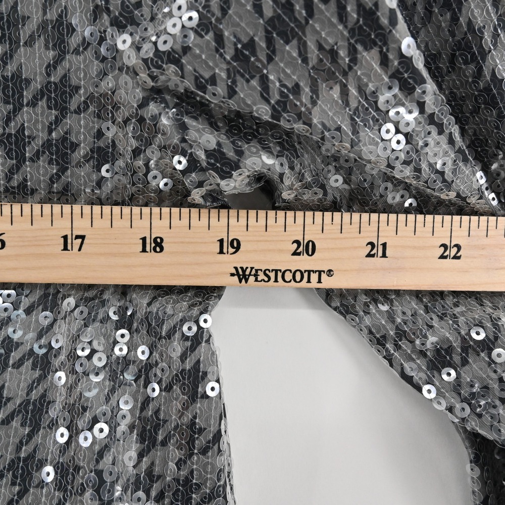 Chicos Womens Sequin Houndstooth Top Size S Silver Black Long Sleeve Tunic Glam - Picture 3 of 13